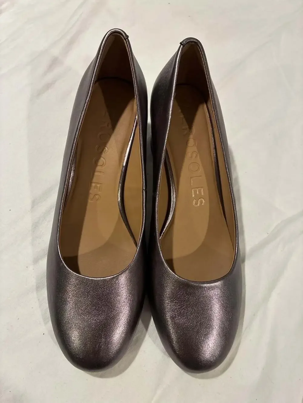Aerosoles Bronze Metallic Leather Block Heel Pumps Size 10M
